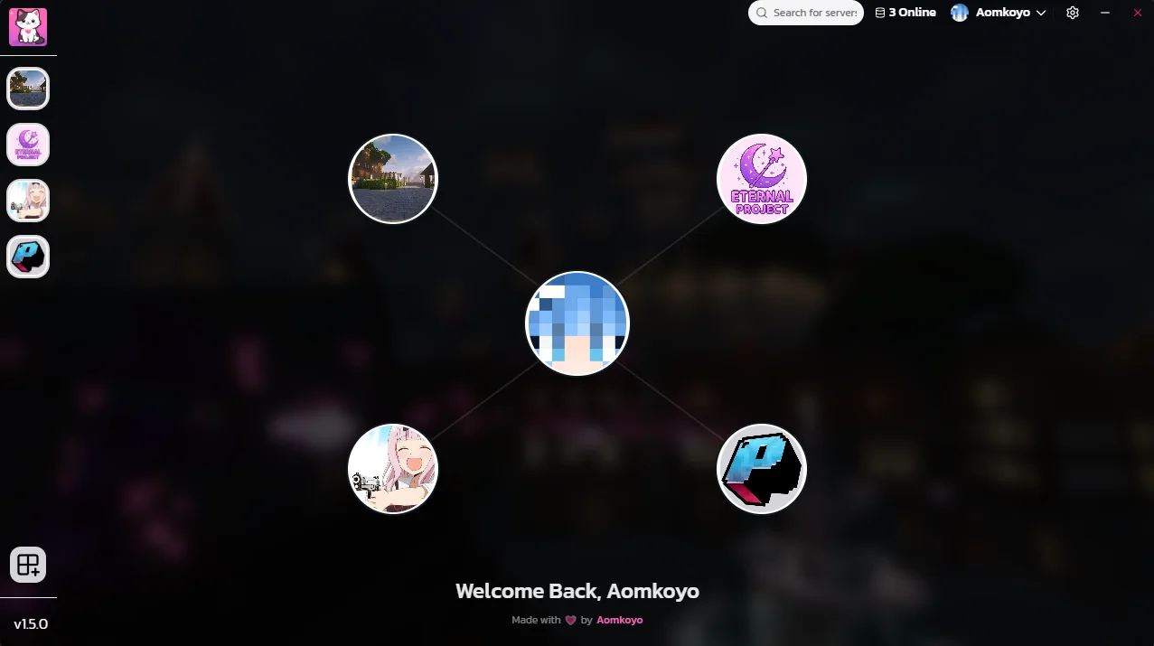 ภาพหน้าจออินเทอร์เฟซ Neko Launcher ตัวจัดการ Minecraft Instance และม็อด